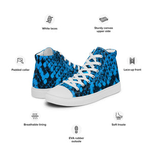 Blue Snakeskin Print Men's High Top Canvas Shoes