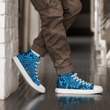 Load image into Gallery viewer, Blue Snakeskin Print Men&#39;s High Top Canvas Shoes