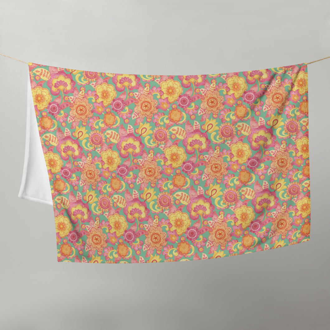 Frolicking Floral Throw Blanket