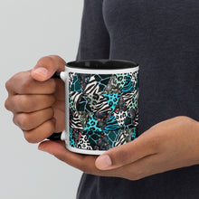 Load image into Gallery viewer, Blue Animal Print Mug (Handle and Inside are Black)