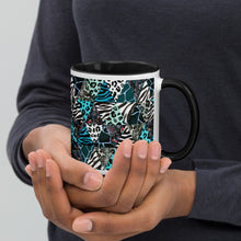 Load image into Gallery viewer, Blue Animal Print Mug (Handle and Inside are Black)