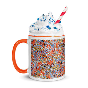 Paisley Party Mug( Orange Color Inside)