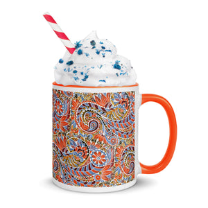 Paisley Party Mug( Orange Color Inside)