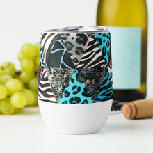 Load image into Gallery viewer, Blue Animal Print Wine Tumbler - Happiness Looks Beautiful