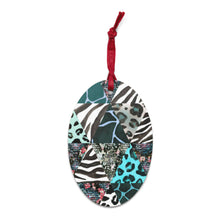 Load image into Gallery viewer, Blue Animal Print Wooden Ornaments - Happiness Looks Beautiful