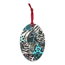 Load image into Gallery viewer, Blue Animal Print Wooden Ornaments - Happiness Looks Beautiful