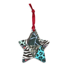 Load image into Gallery viewer, Blue Animal Print Wooden Ornaments - Happiness Looks Beautiful