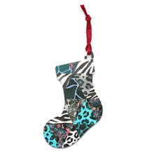 Load image into Gallery viewer, Blue Animal Print Wooden Ornaments - Happiness Looks Beautiful