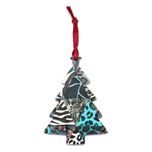 Blue Animal Print Wooden Ornaments - Happiness Looks Beautiful