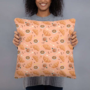 Latte & Croissant Pillow - Happiness Looks Beautiful