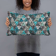 Load image into Gallery viewer, Blue Animal Print Pillow - Happiness Looks Beautiful