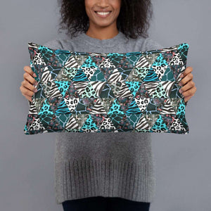 Blue Animal Print Pillow - Happiness Looks Beautiful