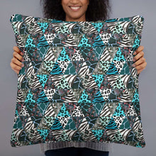 Load image into Gallery viewer, Blue Animal Print Pillow - Happiness Looks Beautiful