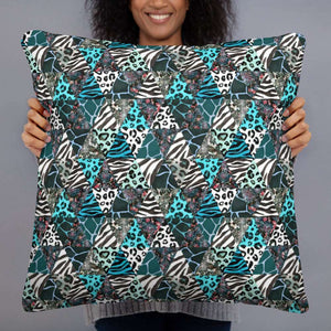 Blue Animal Print Pillow - Happiness Looks Beautiful