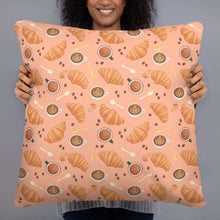 Load image into Gallery viewer, Latte &amp; Croissant Pillow - Happiness Looks Beautiful