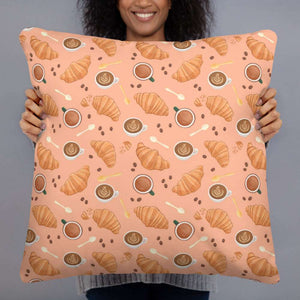 Latte & Croissant Pillow - Happiness Looks Beautiful