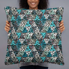 Load image into Gallery viewer, Blue Animal Print Pillow - Happiness Looks Beautiful