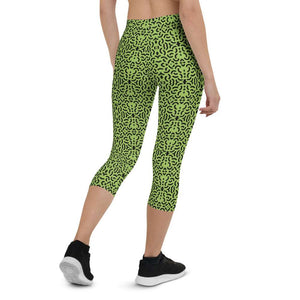 Green and Black Capri Leggings - Happiness Looks Beautiful