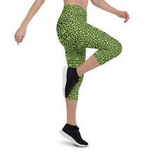 Load image into Gallery viewer, Green and Black Capri Leggings - Happiness Looks Beautiful