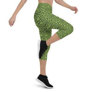 Green and Black Capri Leggings - Happiness Looks Beautiful