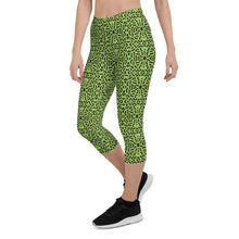 Load image into Gallery viewer, Green and Black Capri Leggings - Happiness Looks Beautiful