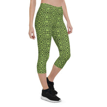 Load image into Gallery viewer, Green and Black Capri Leggings - Happiness Looks Beautiful