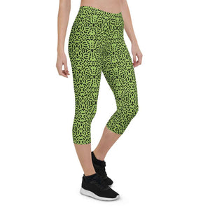 Green and Black Capri Leggings - Happiness Looks Beautiful