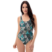 Load image into Gallery viewer, Blue Animal Print One-Piece Swimsuit - Happiness Looks Beautiful