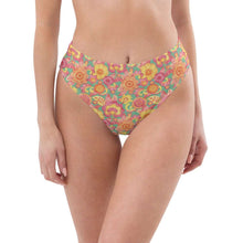 Load image into Gallery viewer, Frolicking Floral Recycled High-Waisted Bikini Bottom - Happiness Looks Beautiful