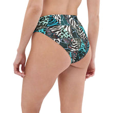 Load image into Gallery viewer, Blue Animal Print Recycled High-Waisted Bikini Bottom - Happiness Looks Beautiful