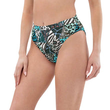 Load image into Gallery viewer, Blue Animal Print Recycled High-Waisted Bikini Bottom - Happiness Looks Beautiful