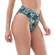 Load image into Gallery viewer, Blue Animal Print Recycled High-Waisted Bikini Bottom - Happiness Looks Beautiful