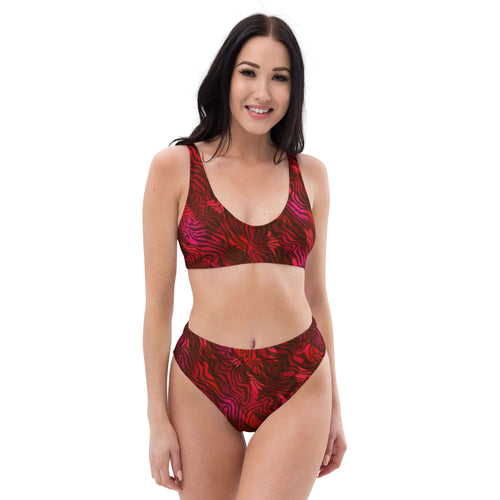 Be Happy Wine Recycled High-Waisted Bikini - Happiness Looks Beautiful