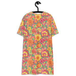 Frolicking Floral T-shirt Dress - Happiness Looks Beautiful