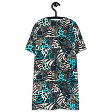 Load image into Gallery viewer, Blue Animal Print T-shirt Dress - Happiness Looks Beautiful