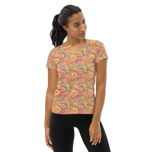 Frolicking Floral Athletic T-shirt - Happiness Looks Beautiful