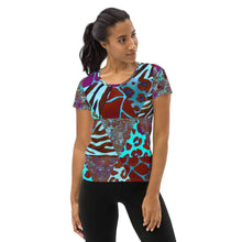 Load image into Gallery viewer, Animal Print Women&#39;s Athletic T-shirt - Happiness Looks Beautiful