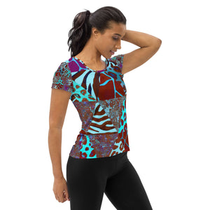 Animal Print Women's Athletic T-shirt - Happiness Looks Beautiful