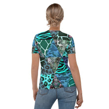 Load image into Gallery viewer, Blue Animal Print Women&#39;s T-shirt - Happiness Looks Beautiful