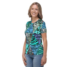 Load image into Gallery viewer, Blue Animal Print Women&#39;s T-shirt - Happiness Looks Beautiful