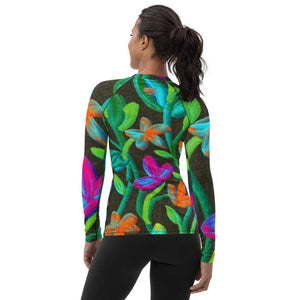 Moonlit Garden Women's Rash Guard - Happiness Looks Beautiful