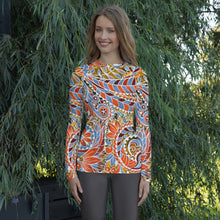 Load image into Gallery viewer, Paisley Party Women&#39;s Rash Guard - Happiness Looks Beautiful