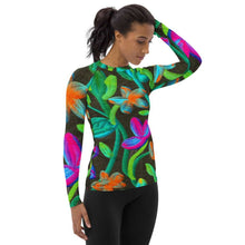 Load image into Gallery viewer, Moonlit Garden Women&#39;s Rash Guard - Happiness Looks Beautiful