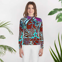 Load image into Gallery viewer, Animal Print Youth Rash Guard - Happiness Looks Beautiful