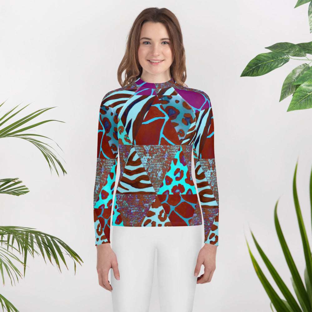 Animal Print Youth Rash Guard - Happiness Looks Beautiful