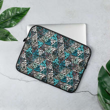 Load image into Gallery viewer, Blue Animal Print Laptop Sleeve - Happiness Looks Beautiful