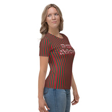 Load image into Gallery viewer, Green and Red Striped Merry Christmas T-shirt - Happiness Looks Beautiful