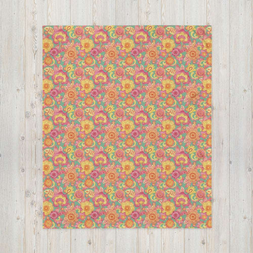 Frolicking Floral Throw Blanket - Happiness Looks Beautiful