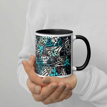 Load image into Gallery viewer, Blue Animal Print Mug (Handle and Inside are Black) - Happiness Looks Beautiful