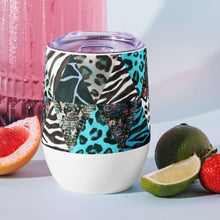 Load image into Gallery viewer, Blue Animal Print Wine Tumbler - Happiness Looks Beautiful